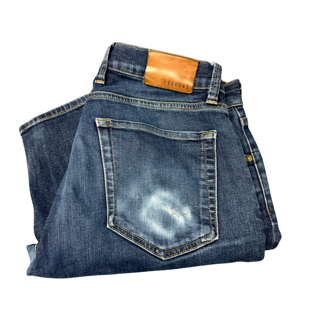 Tecovas Slim Jeans Mens 34x32 ACTUAL Dark Blue Denim Western WALLET WEAR